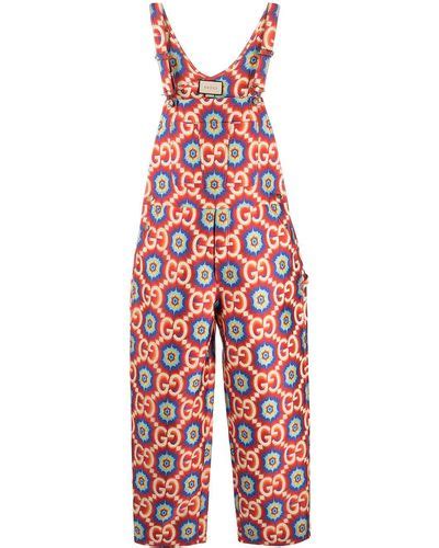 red gucci jumpsuit|gucci denim jumpsuit.